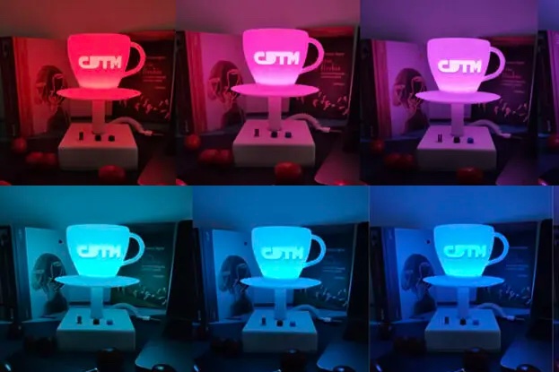Colorful mood lamp shining in 6 colors